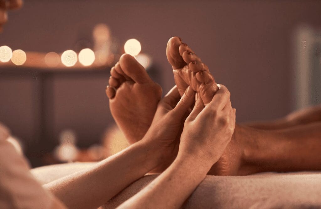 Reflexology on a female patient at Massage Chermside. Reflexology. Brisbane Livewell Clinic