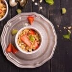 Healing Recipe: Healthy Vegan Rhubarb and Strawberry Crumble 1 Healthy Vegan Rhubarb and Strawberry Crumble baked in a cup