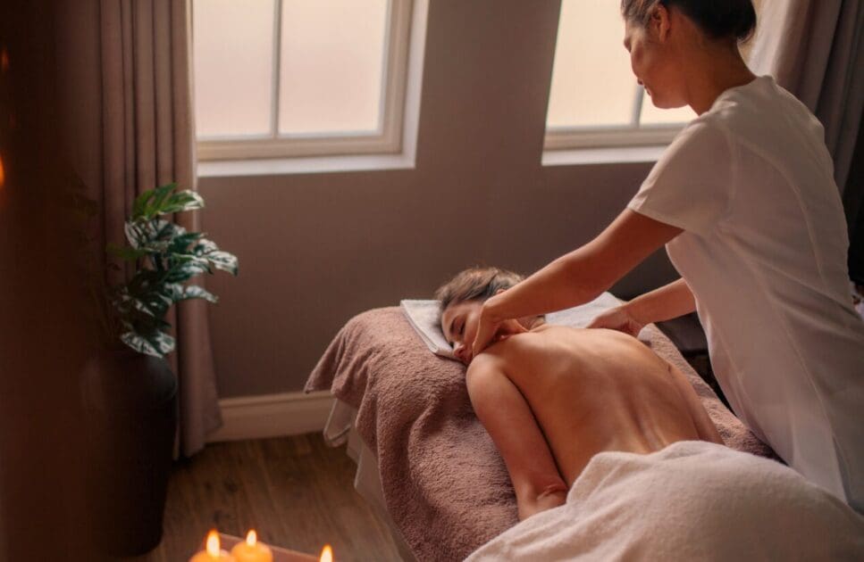 Woman receiving a relaxing body massage. Massage Therapy. Massage Chermside. Lymphatic Drainage Massage Wavell Heights. Lymphatic Drainage Massage Cannon Hill. Remedial Massage Brisbane. Brisbane Livewell Clinic