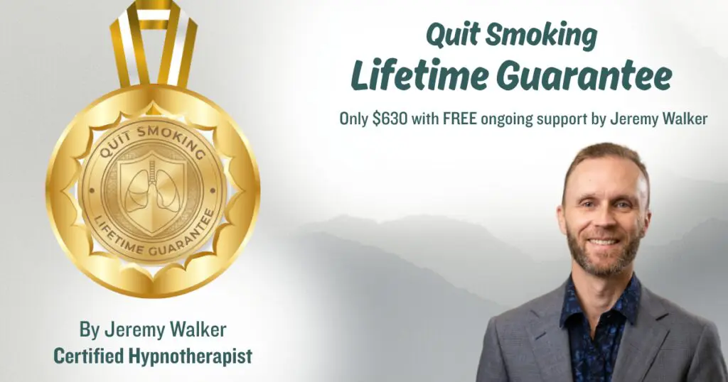 Image of Jeremy Walker Certified Hypnotherapist with a Quit Smoking Lifetime Guarantee medal for Stop Smoking Hypnosis Brisbane